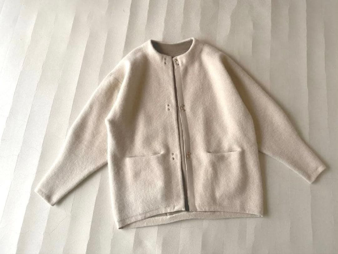 未使用◼️ラグナムーンLAGUNAMOONラクーンノーカラーニットコート