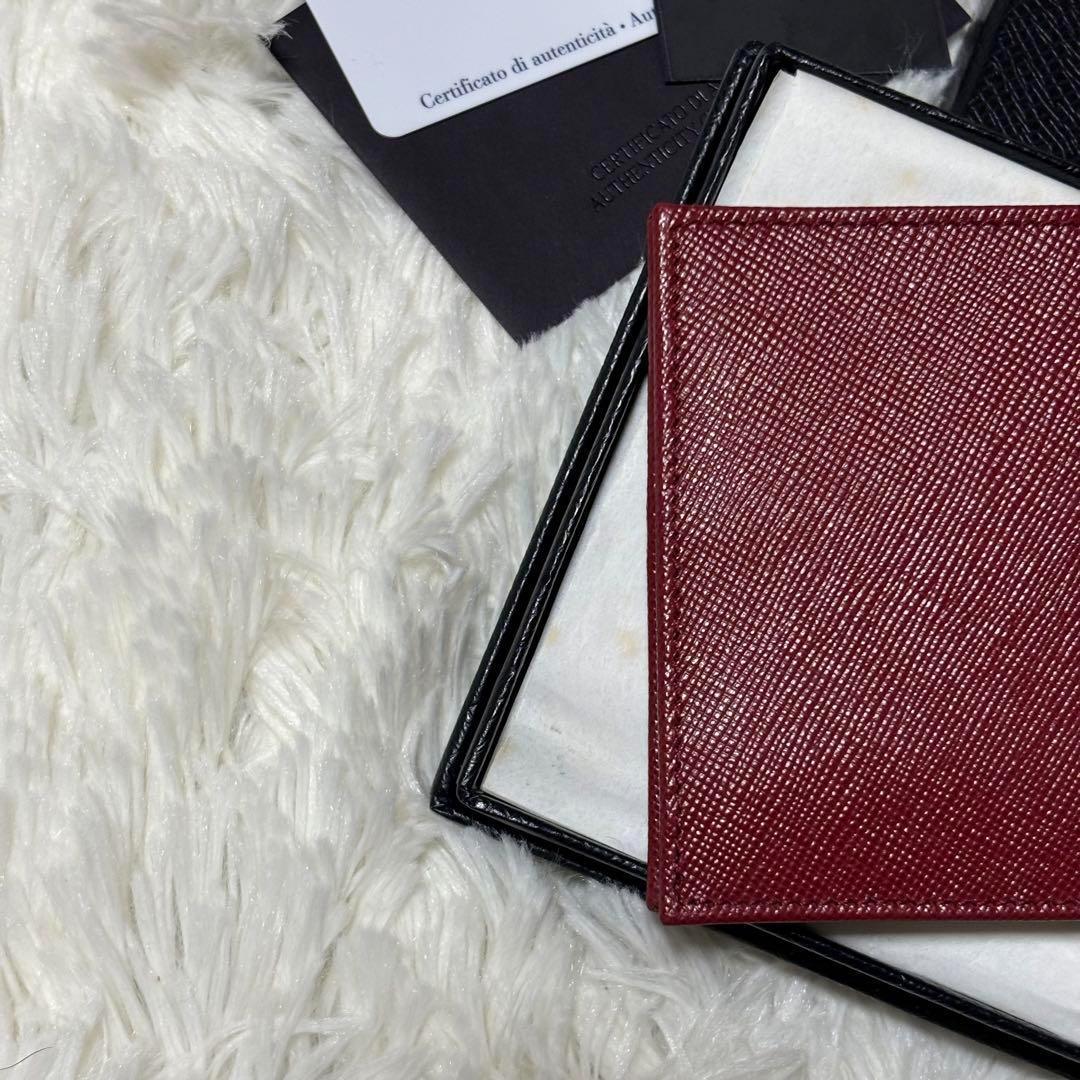 未使用⭐️プラダ　2M1077 サフィアーノ　マネークリップ　ロゴ金具　ルビーノ