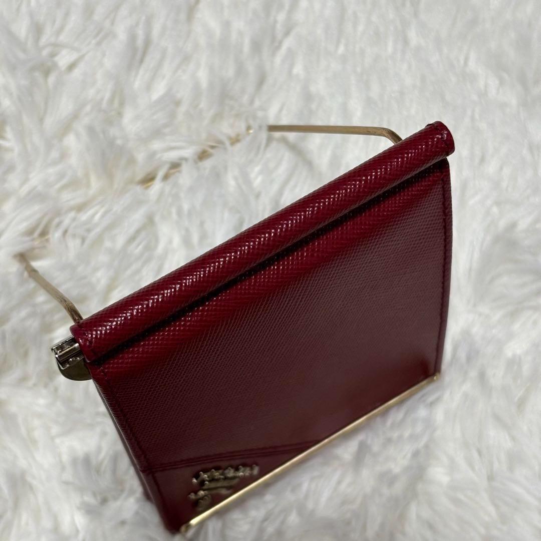 未使用⭐️プラダ　2M1077 サフィアーノ　マネークリップ　ロゴ金具　ルビーノ