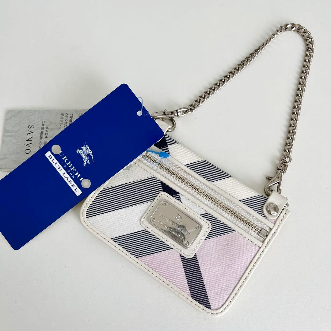 新品✨ バーバリーブルーレーベル チェーンウォレット チェック ホースロゴ