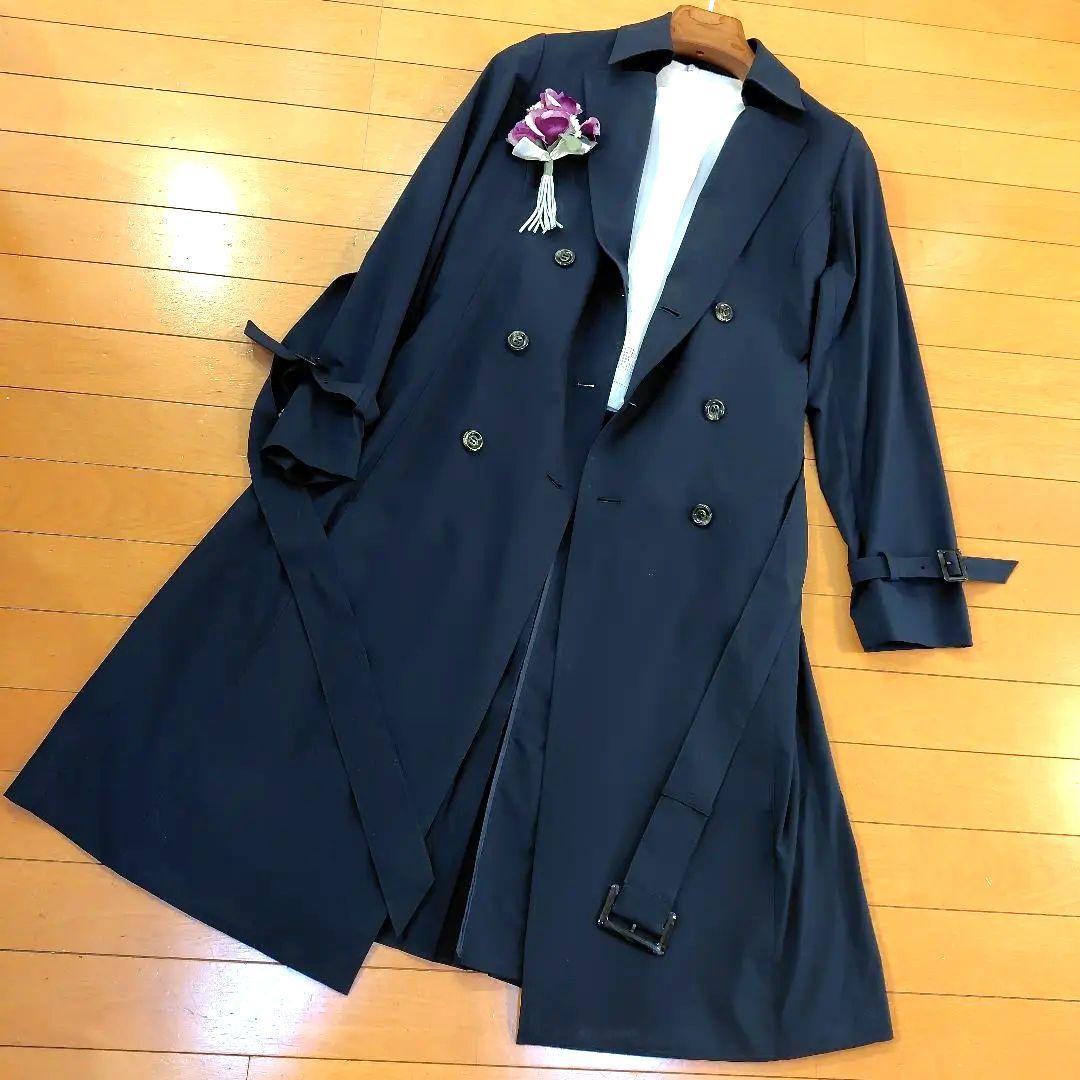 レリアン 可憐プリーツ近年モデル濃紺ネイビー トレンチコート 11L
