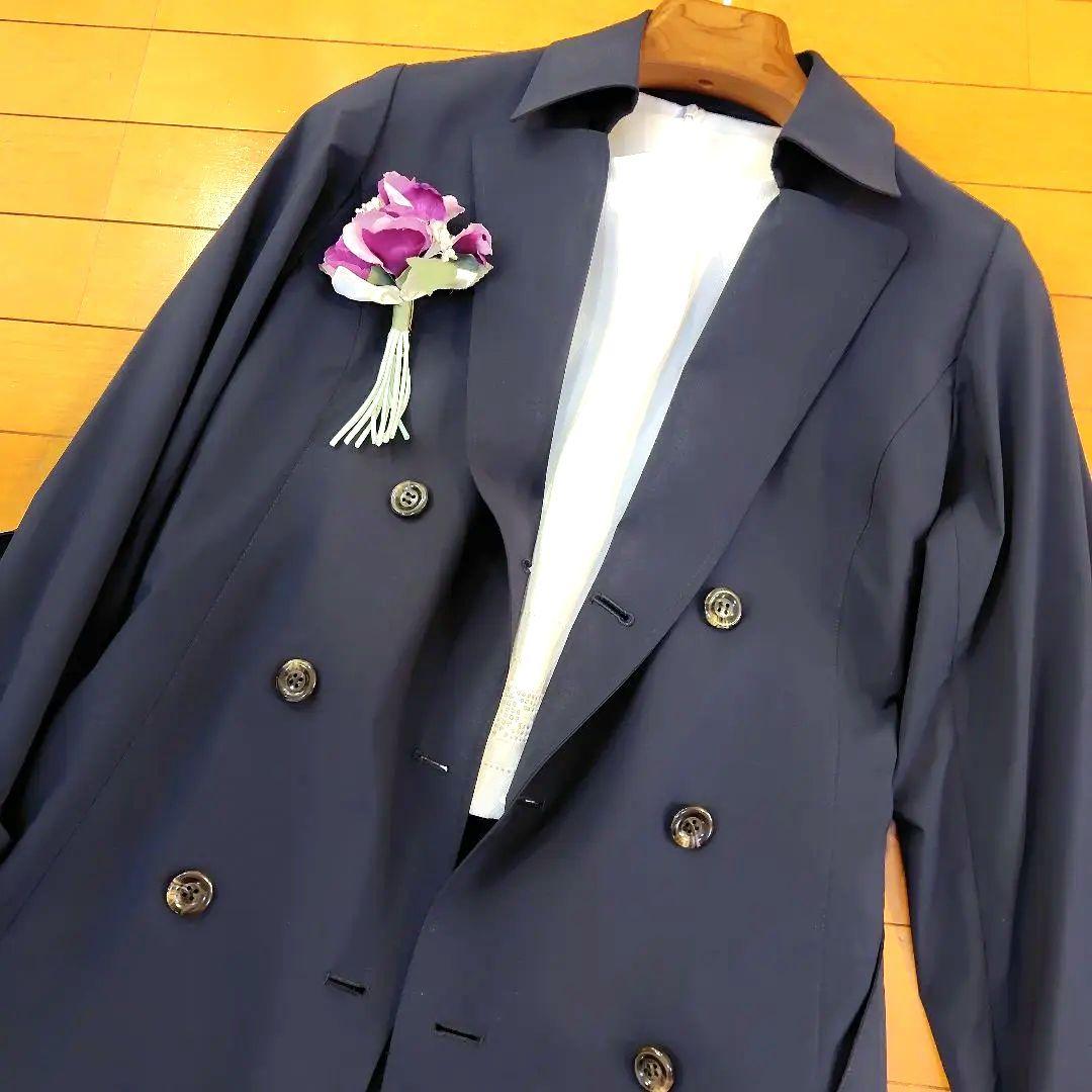 レリアン 可憐プリーツ近年モデル濃紺ネイビー トレンチコート 11L