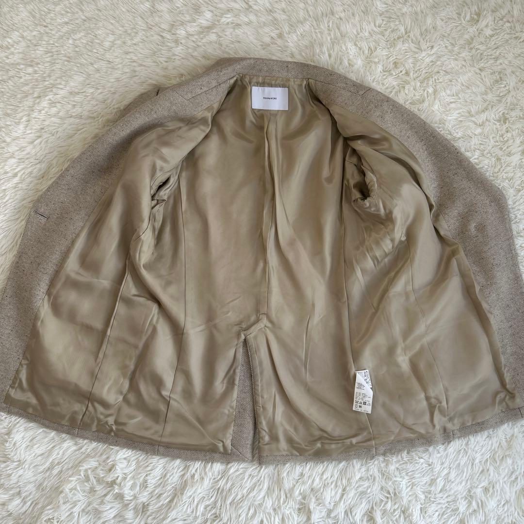 ✨美品✨フレームワーク シングルジャケットコート シルク混 ヘリンボーン
