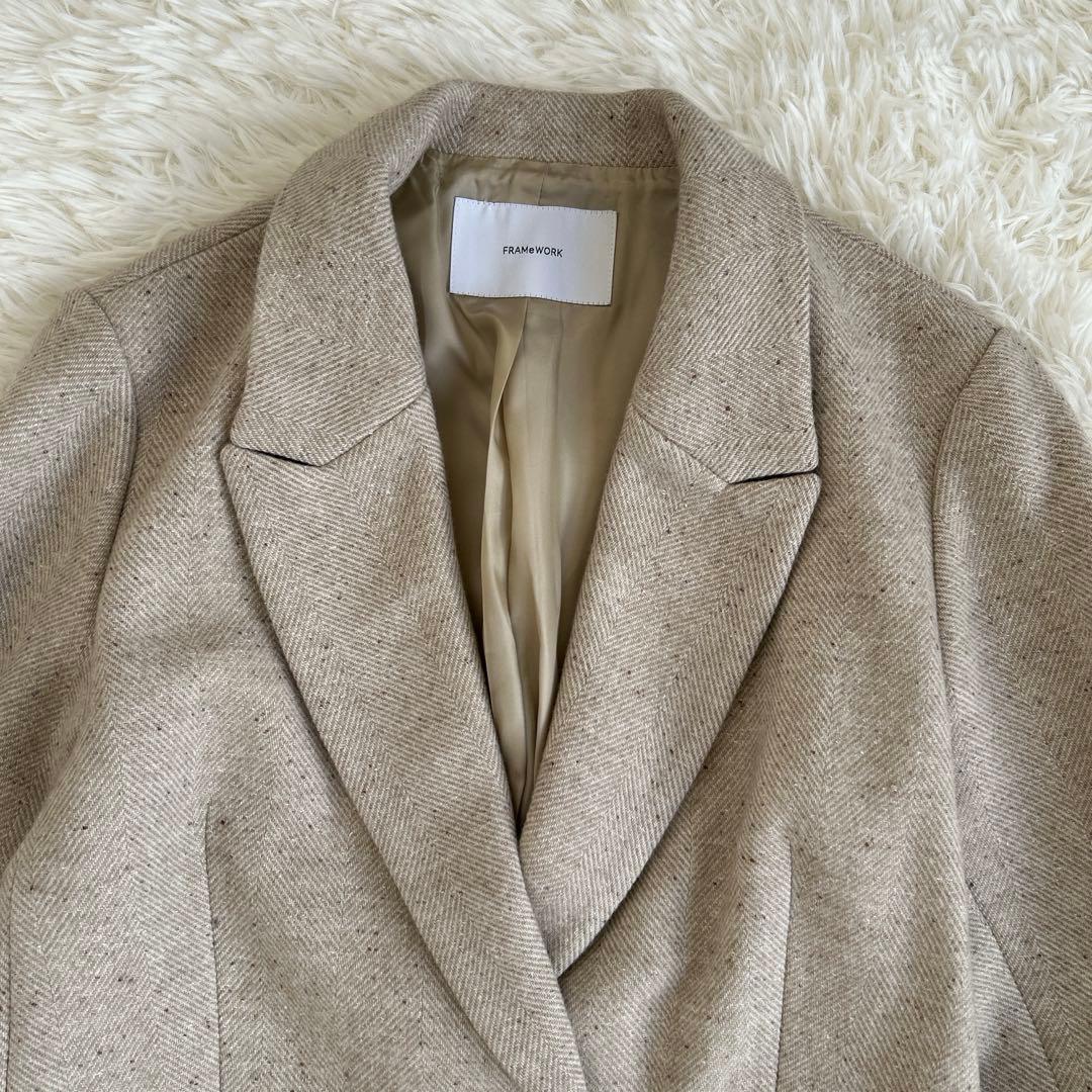✨美品✨フレームワーク シングルジャケットコート シルク混 ヘリンボーン