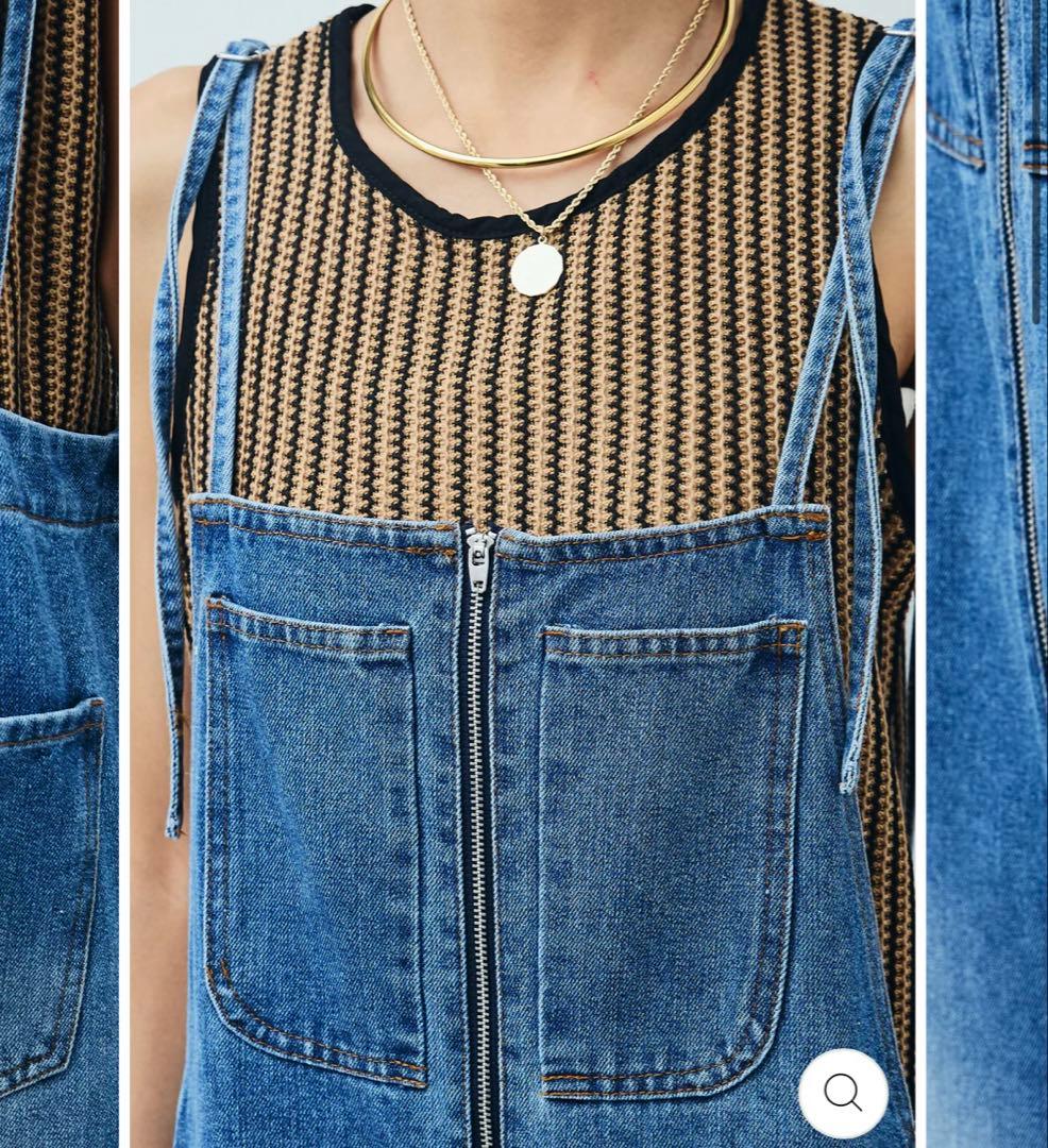 細見えフロントジップ デニムサロペット　新品 値下げ中！