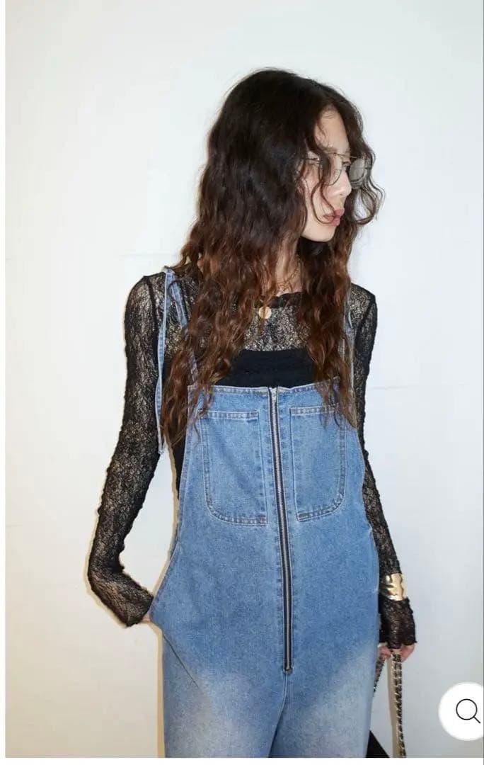 細見えフロントジップ デニムサロペット　新品 値下げ中！