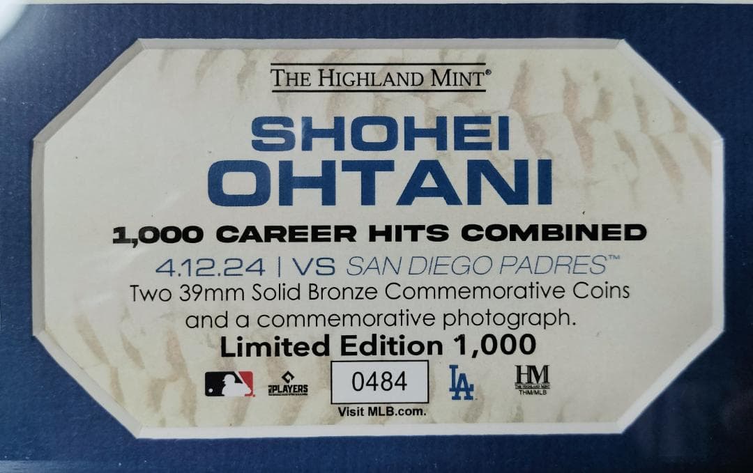 数量限定 MLB 大谷翔平 日米通算1000本安打記念ダブルフォトミント