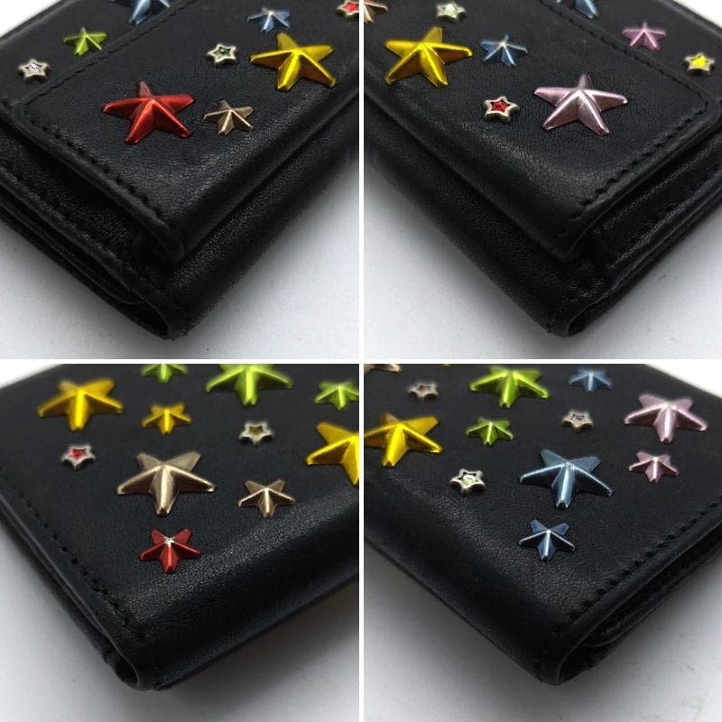 希少 ジミーチュウ 10周年限定品 3つ折り財布 クリスタル ブラック スタッズ