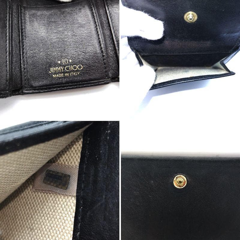 希少 ジミーチュウ 10周年限定品 3つ折り財布 クリスタル ブラック スタッズ