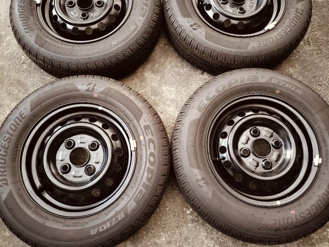 145/80r12 ブリヂストン エコピア バリ溝 ホイール付①(4本中2本)