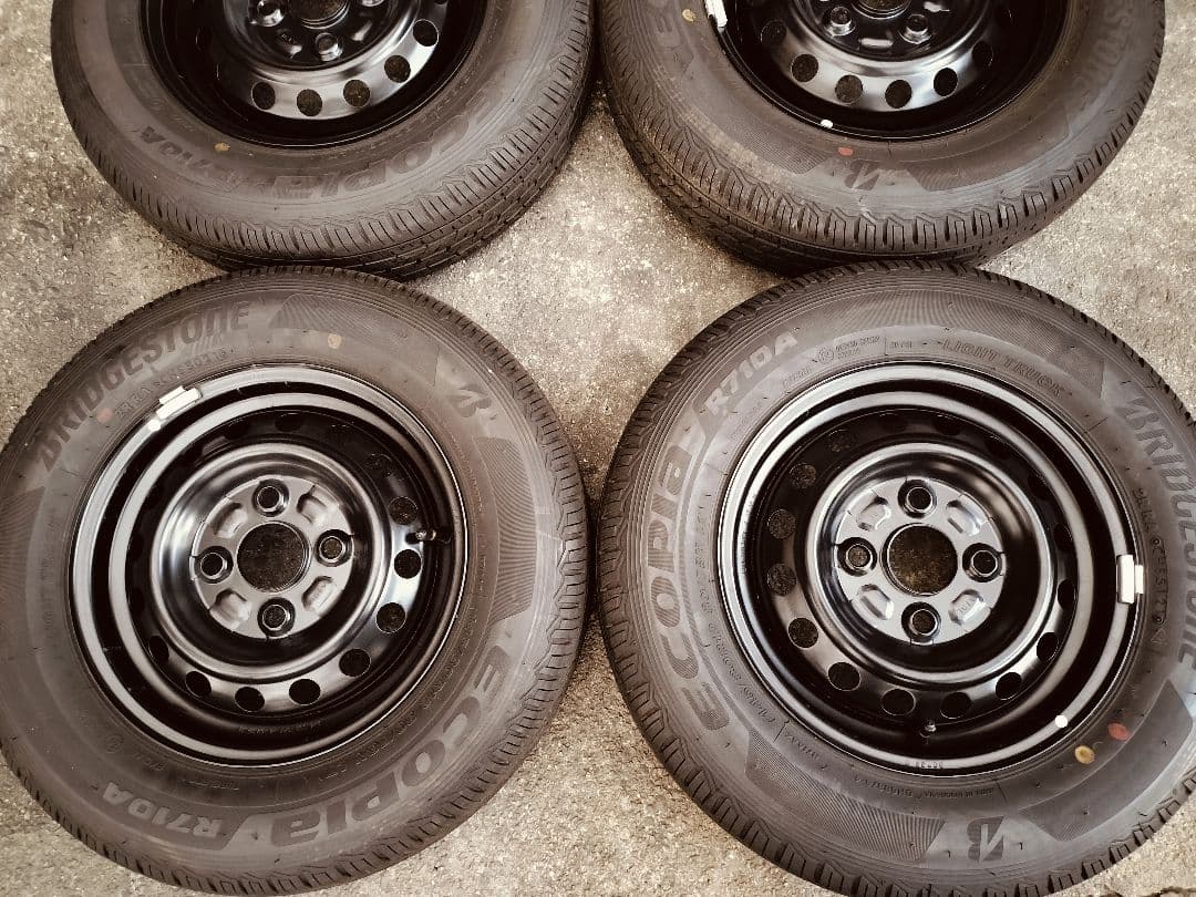 145/80r12 ブリヂストン エコピア バリ溝 ホイール付①(4本中2本)