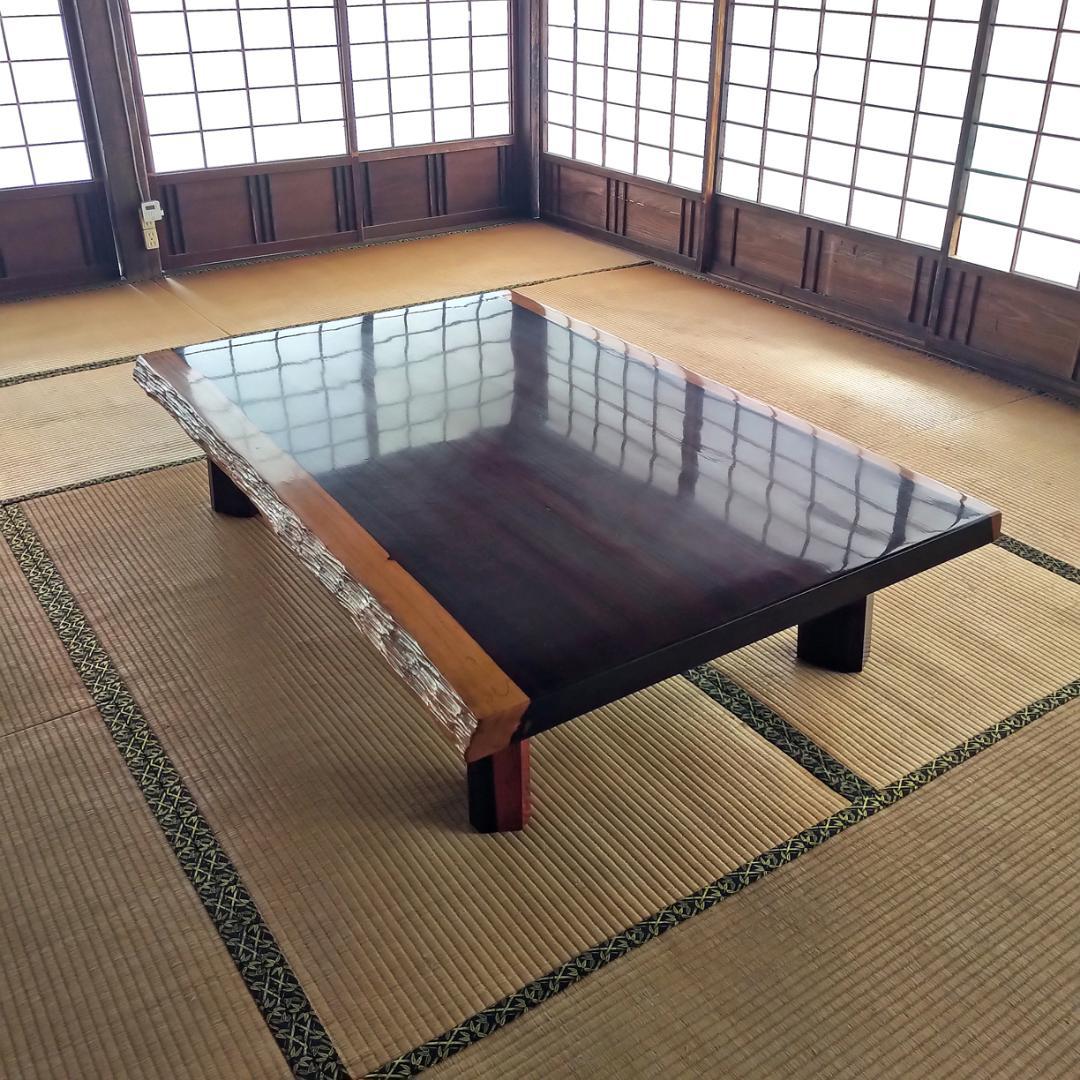 den3【送料込み】【超大型】紅紫檀（紅シタン）厚み5.8㎝　一枚板　座卓