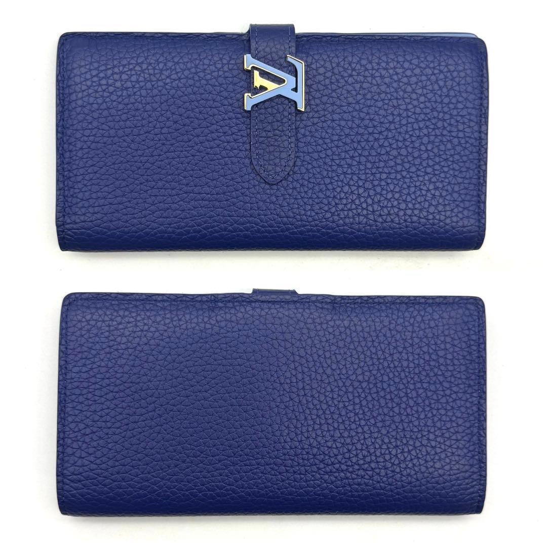 ルイヴィトン LV ヴェルティカル ウォレット カプシーヌ トリヨン ブルー