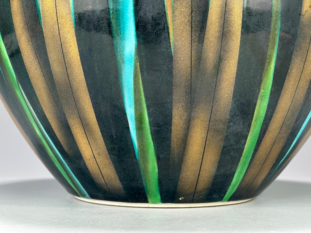 九谷焼 九谷焼名工 錦園窯 山上義正作 花瓶　陶器 共箱