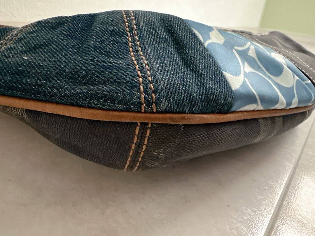 COACH コーチ パッチワーク デニム ワンショルダーバッグ シグネチャー 大