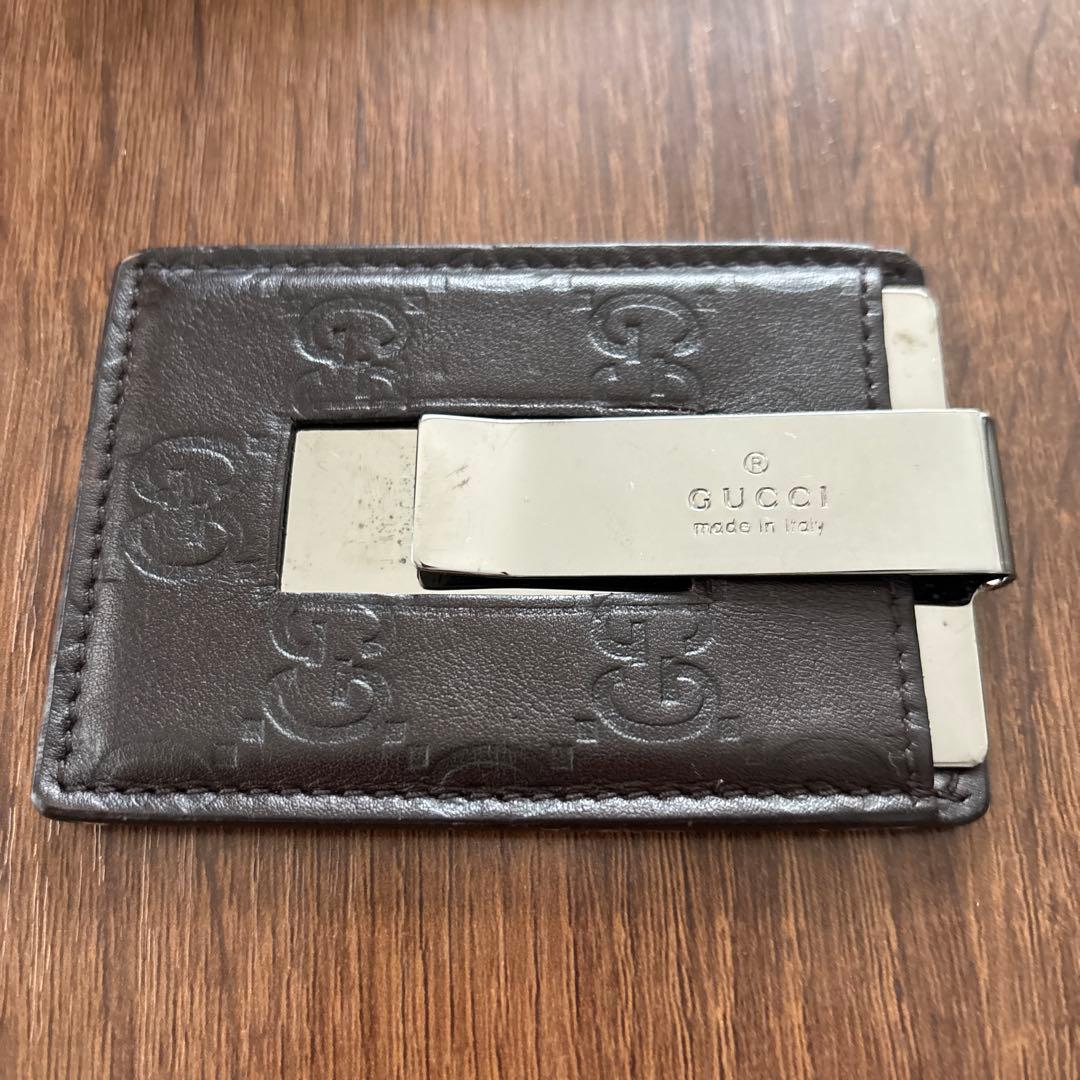 GUCCI ブラウンレザーマネークリップ