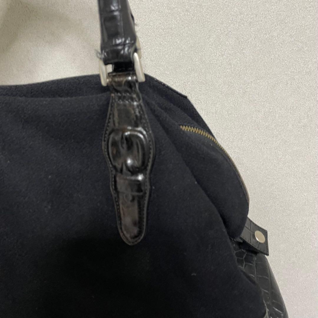 ミハラヤスヒロ　ボストン　バッグ　ハンドバッグ　ブラック　レザー　クロコ　異素材