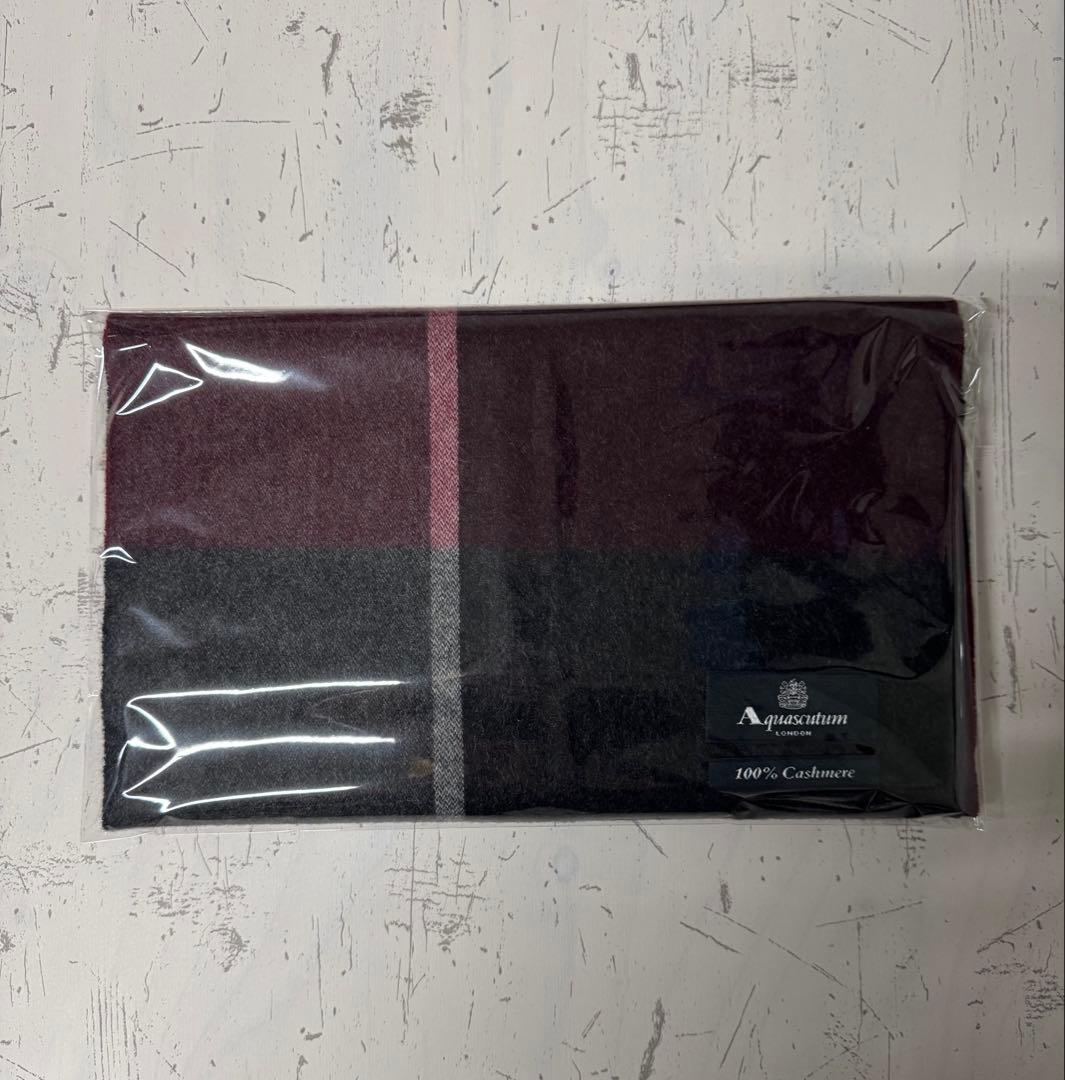 新品 Aquascutum カシミア 100% マフラー ストール チェック