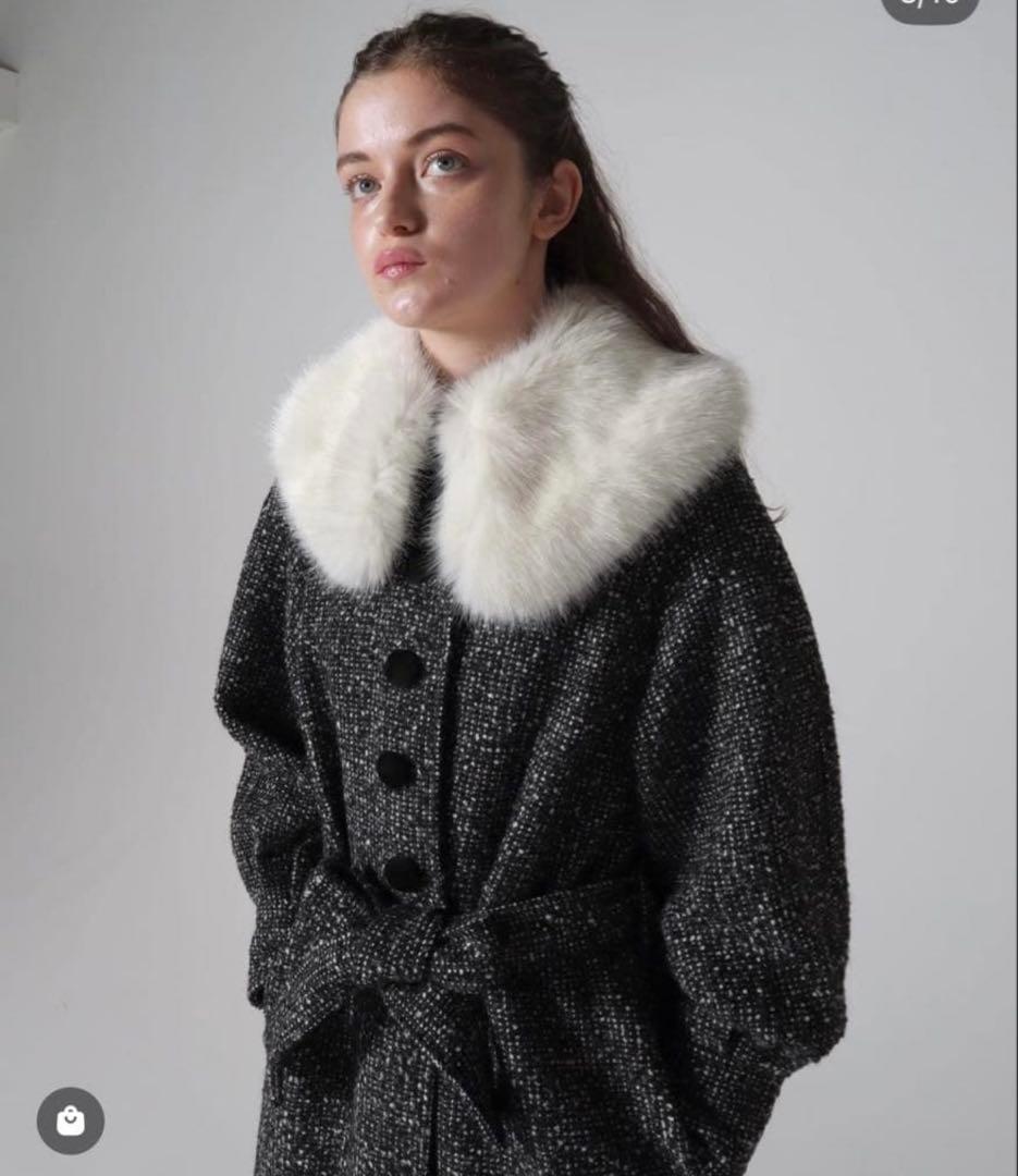 ジャケット・アウター epine feminine fur collar long coat