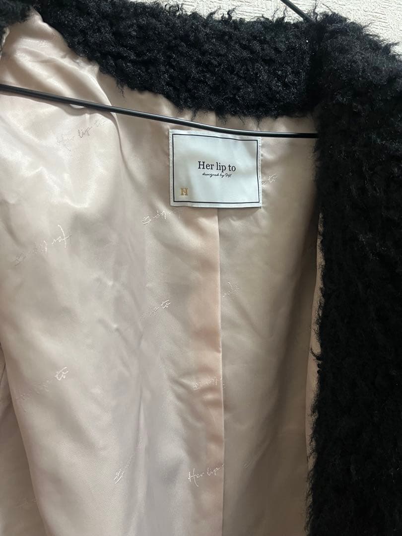 Herlipto  Faux Fur Coat Black Sサイズ