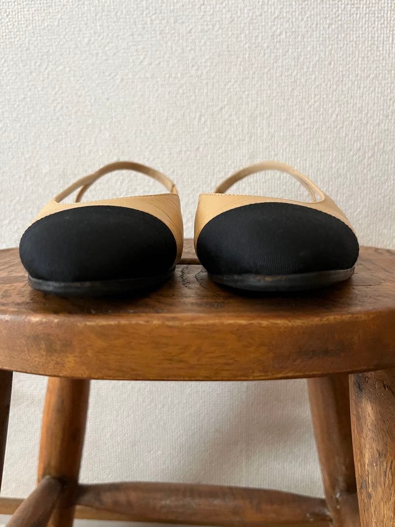 【美品】CHANEL シャネル　スリングバックシューズフラット 36.5