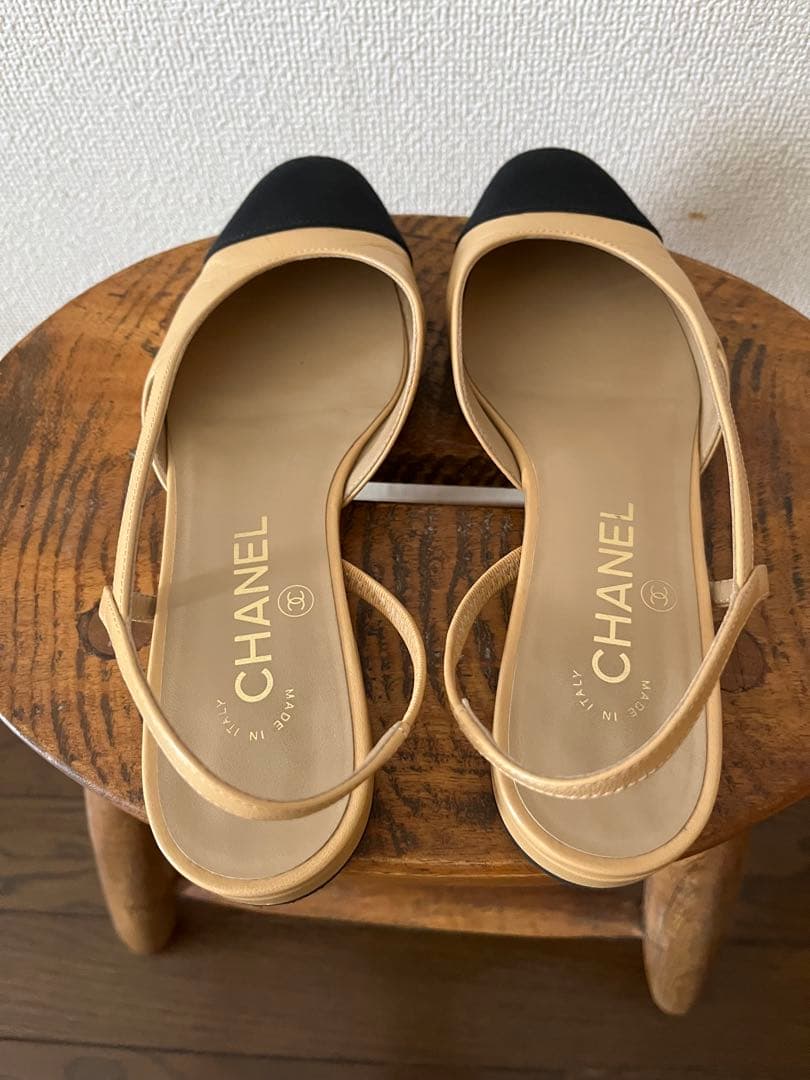 【美品】CHANEL シャネル　スリングバックシューズフラット 36.5