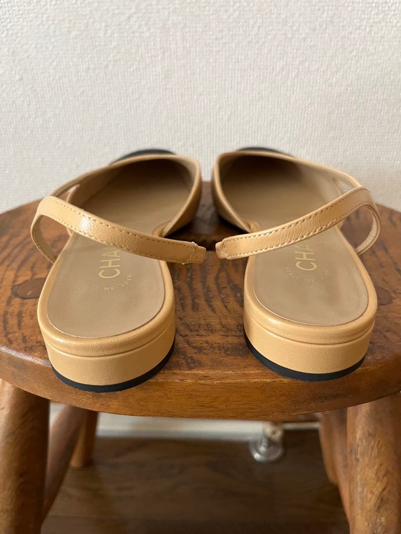【美品】CHANEL シャネル　スリングバックシューズフラット 36.5