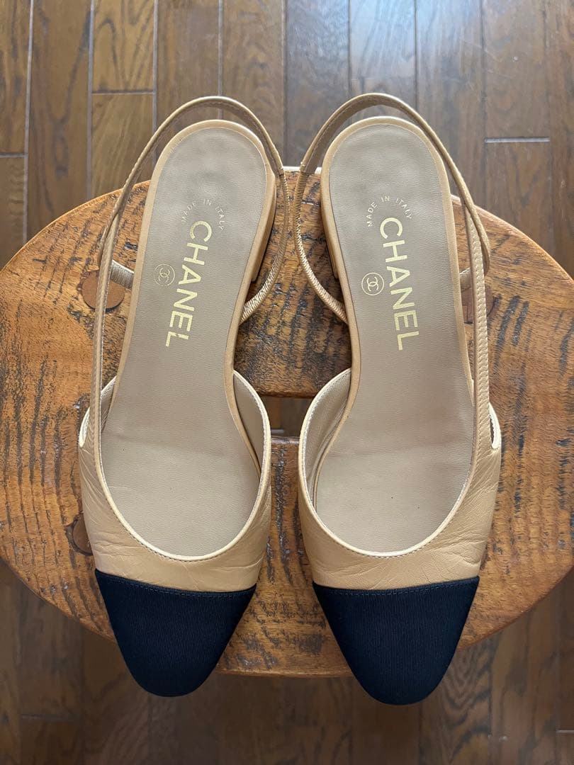【美品】CHANEL シャネル　スリングバックシューズフラット 36.5