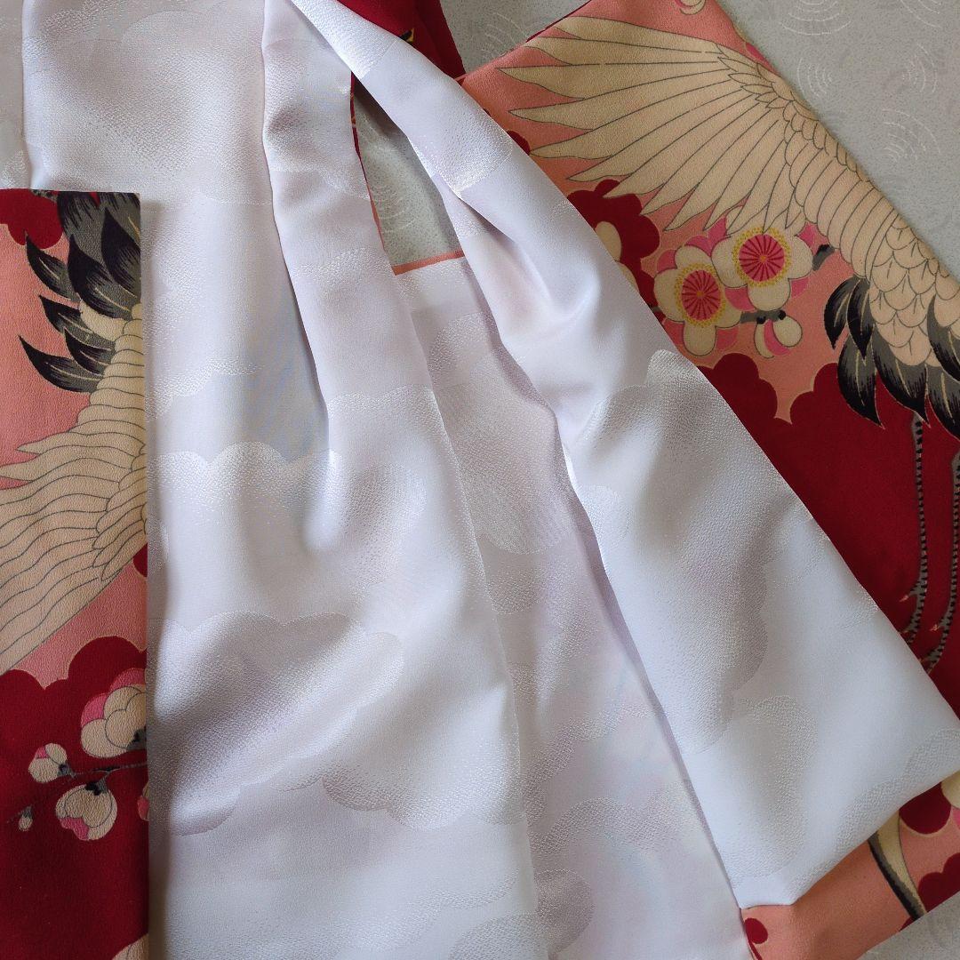 七五三３歳正絹鶴柄手縫いの被布（中綿無し）