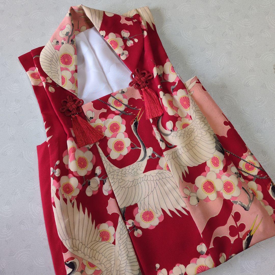 七五三３歳正絹鶴柄手縫いの被布（中綿無し）