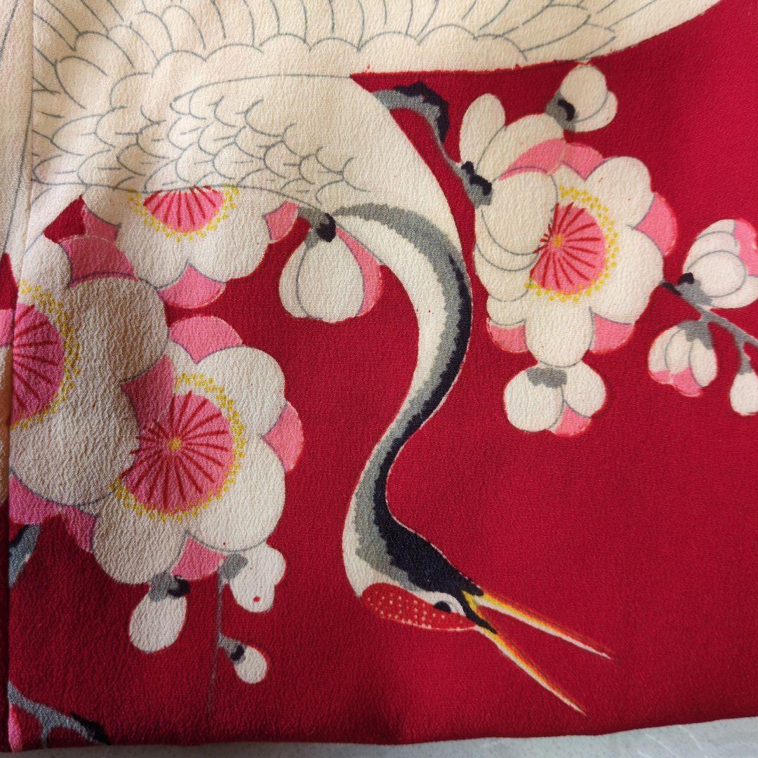 七五三３歳正絹鶴柄手縫いの被布（中綿無し）