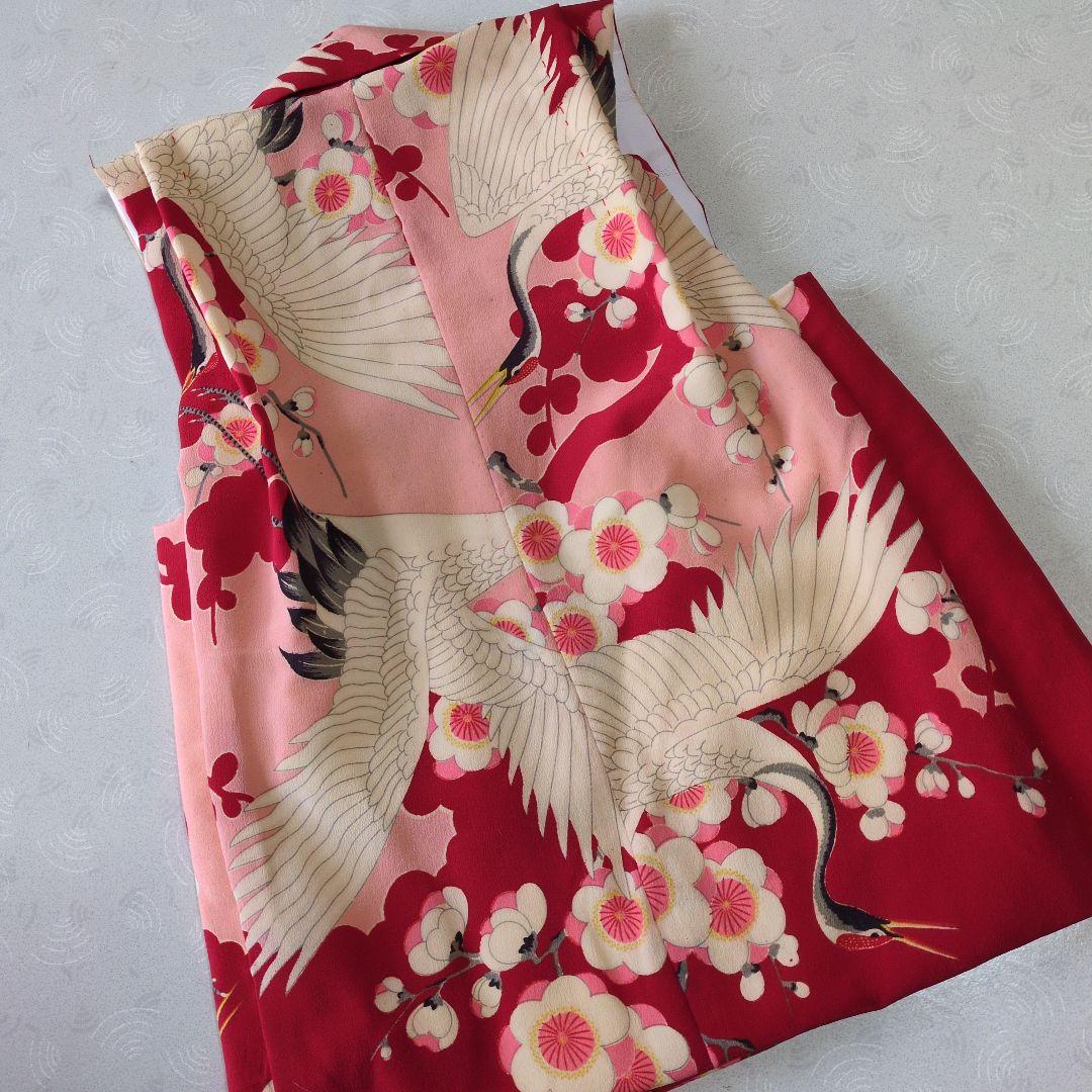 七五三３歳正絹鶴柄手縫いの被布（中綿無し）