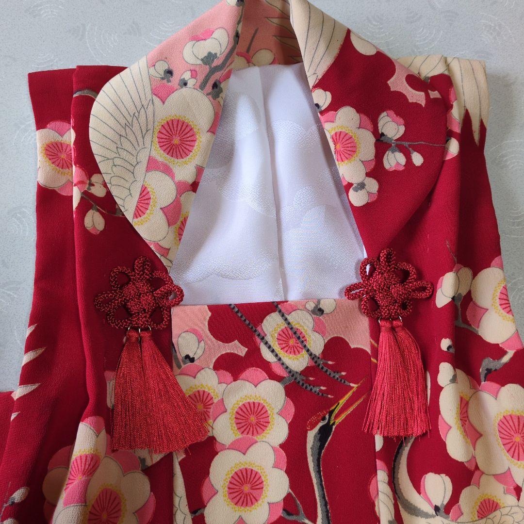 七五三３歳正絹鶴柄手縫いの被布（中綿無し）