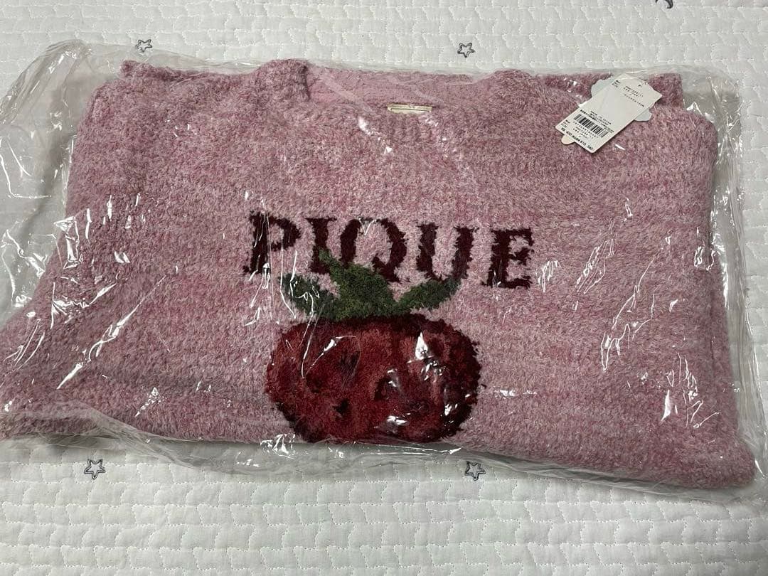 【新品】ジェラートピケ　メランジストロベリージャガードプルオーバー　ピンク