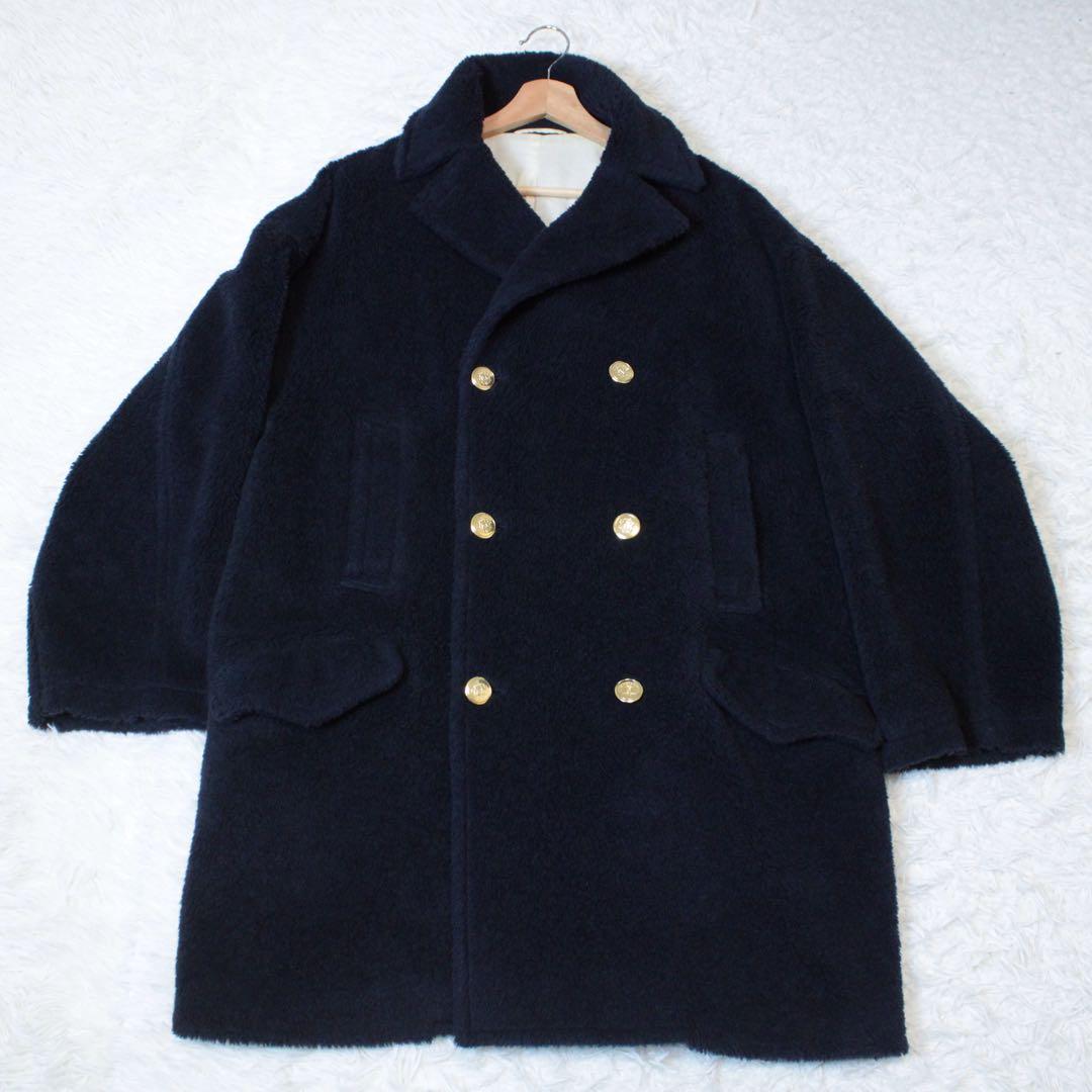 THIRD MAGAZINE サードマガジン 金ボタン付き ボアPコート 紺 M