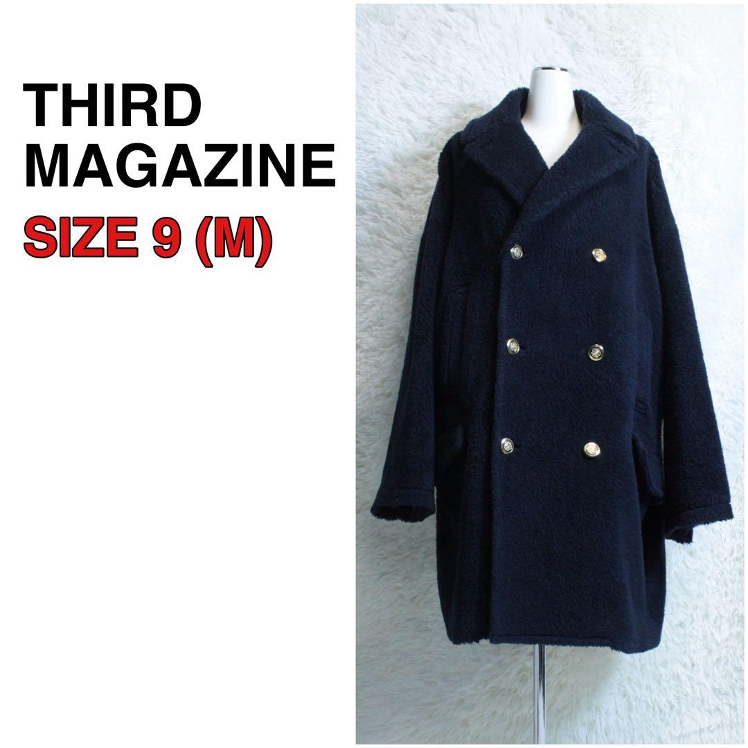 THIRD MAGAZINE サードマガジン 金ボタン付き ボアPコート 紺 M