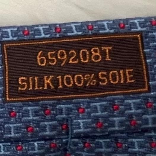 新品✨エルメス　HERMES ネクタイ　シルク100％　ブルー　H柄　ドット