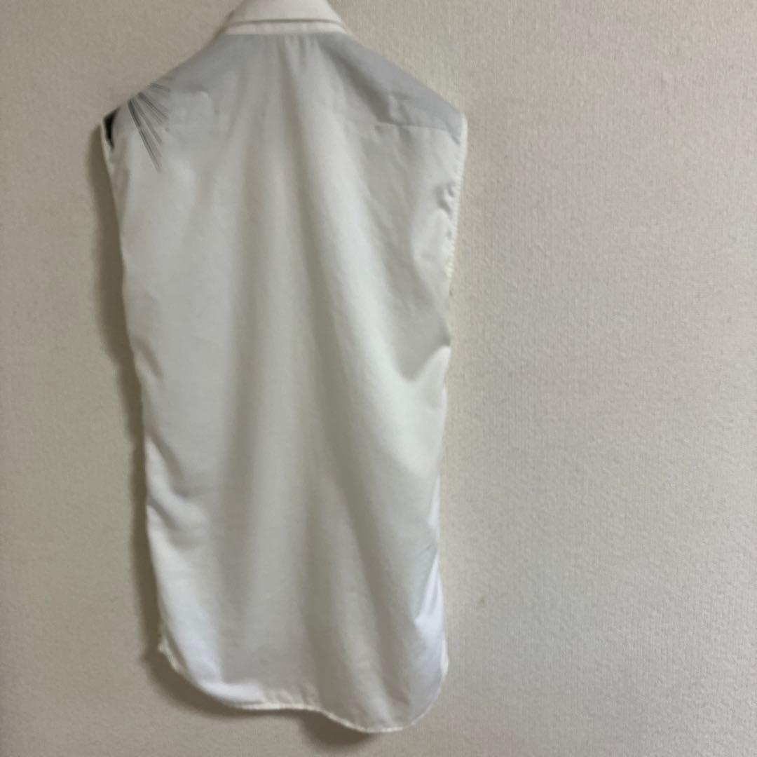 希少レア　Dior ノースリーブシャツ　白　ペイント　38　ディオールオム