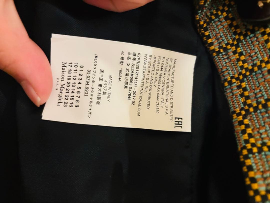 MM6 Maison Margiela 2017年チェック柄テーラードジャケット