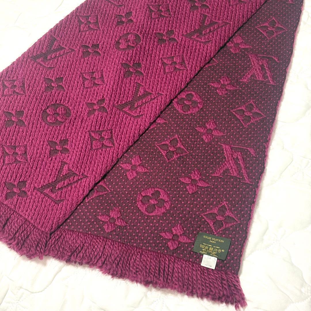 ルイヴィトン エシャルプ ロゴマニア マフラー パープル M75503