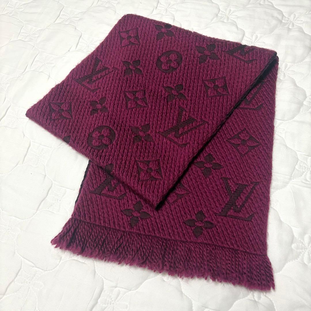 ルイヴィトン エシャルプ ロゴマニア マフラー パープル M75503