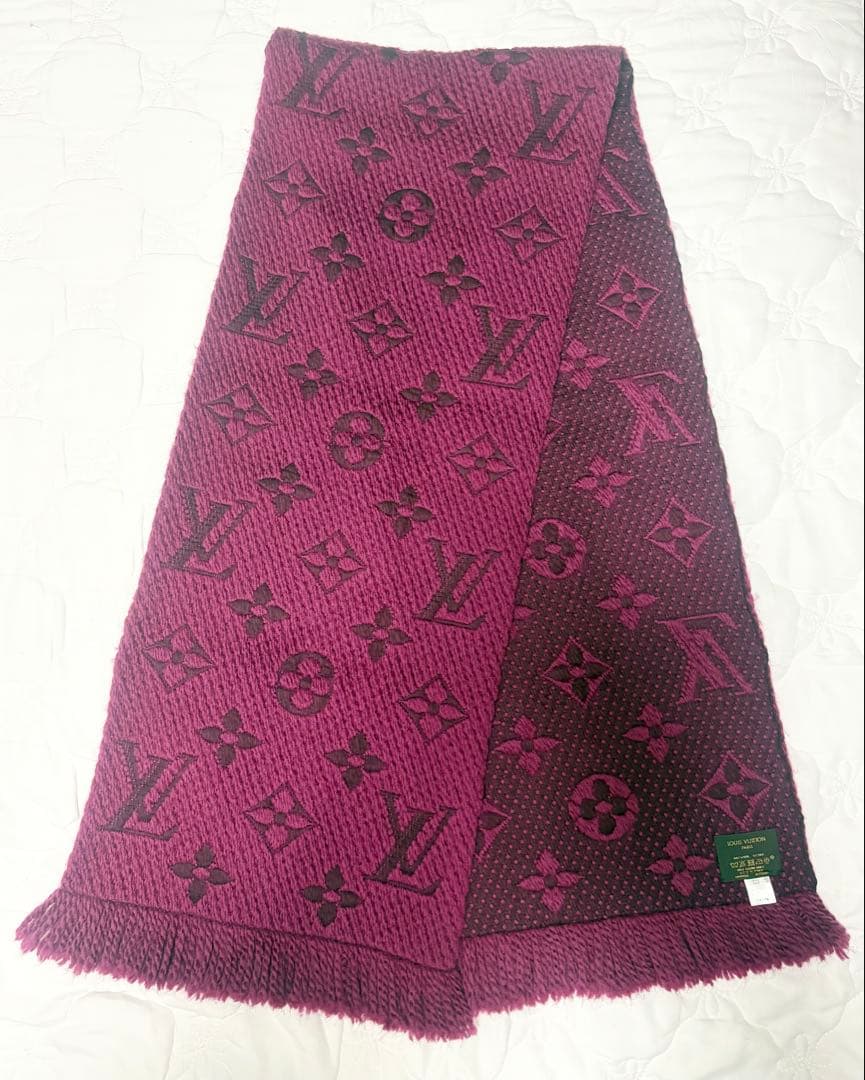 ルイヴィトン エシャルプ ロゴマニア マフラー パープル M75503