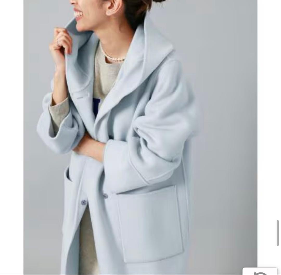 IÉNA スーパー160ダブルフェイスフードコート ブルー