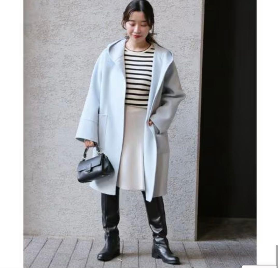 IÉNA スーパー160ダブルフェイスフードコート ブルー