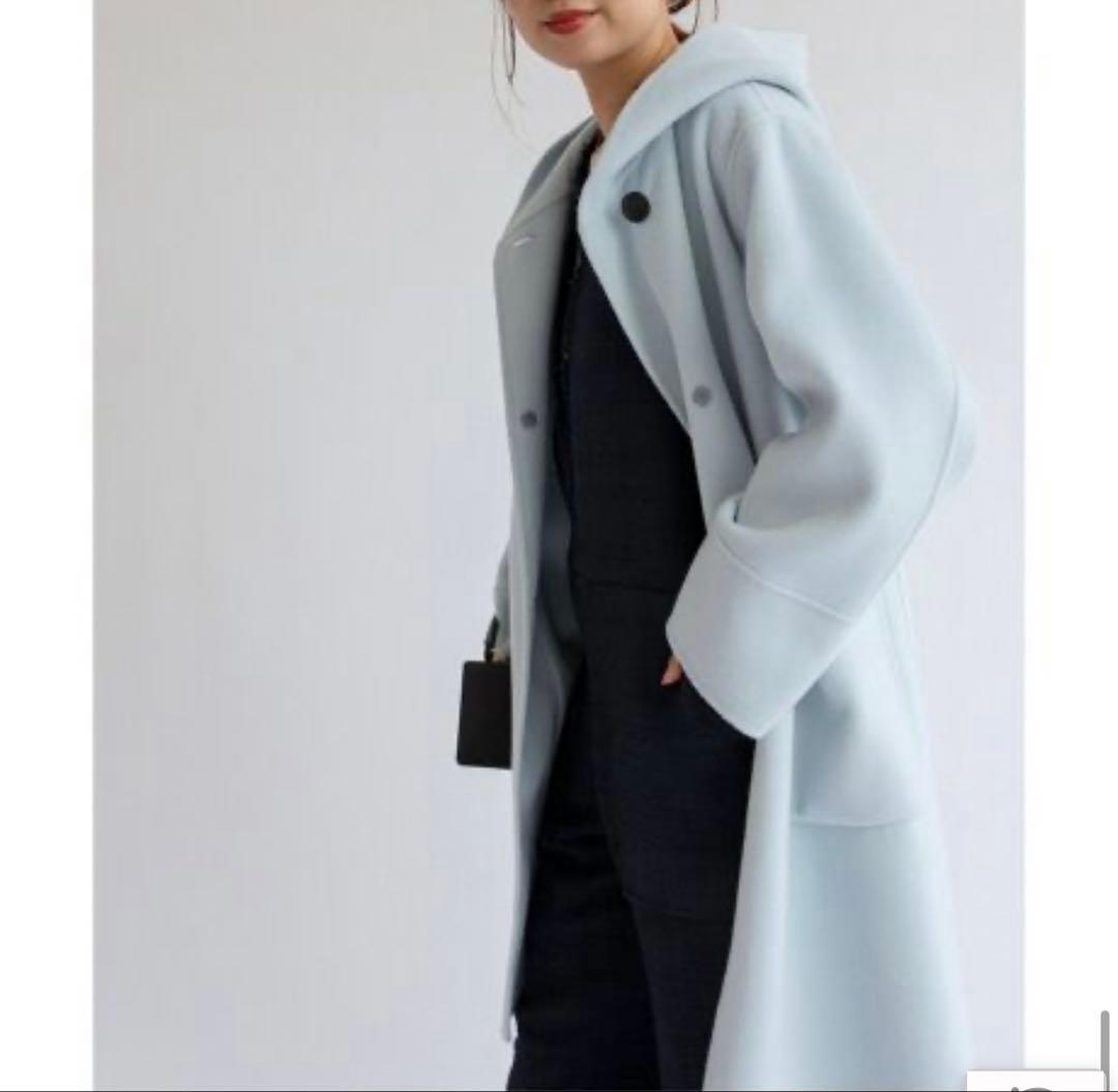 IÉNA スーパー160ダブルフェイスフードコート ブルー