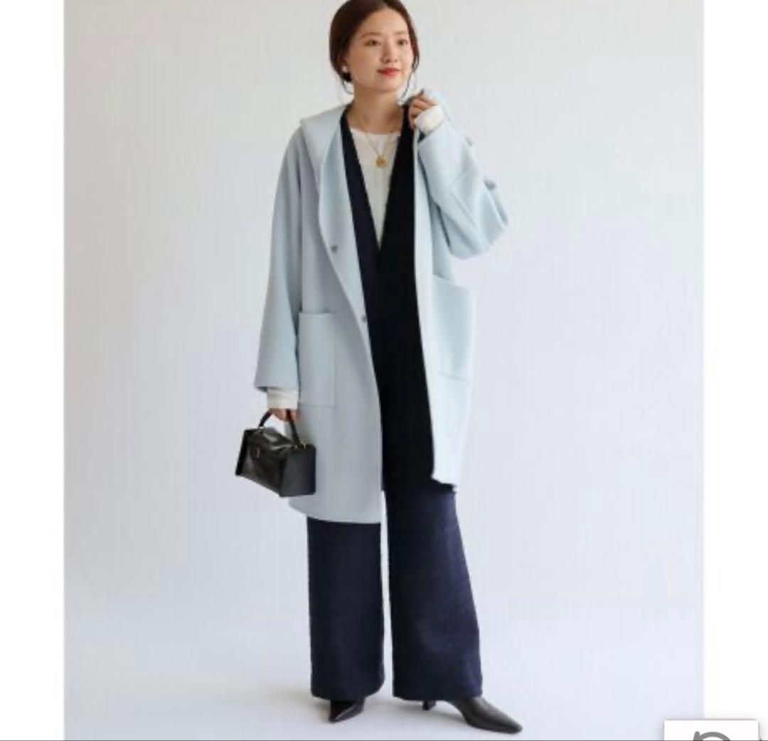 IÉNA スーパー160ダブルフェイスフードコート ブルー