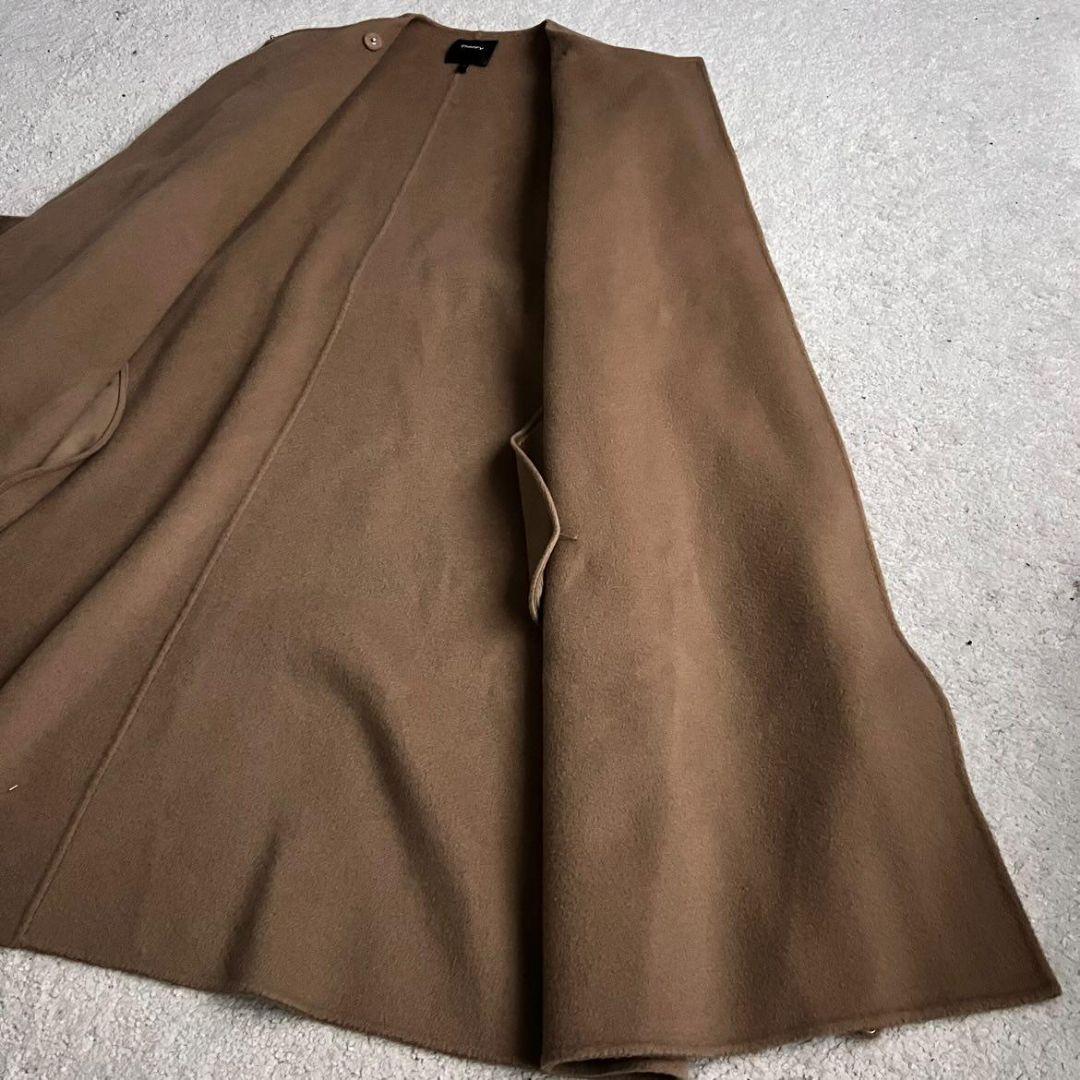 ✨極美品✨セオリー ノーカラー ダブルフェイス ロングコート カシミヤ ベルト