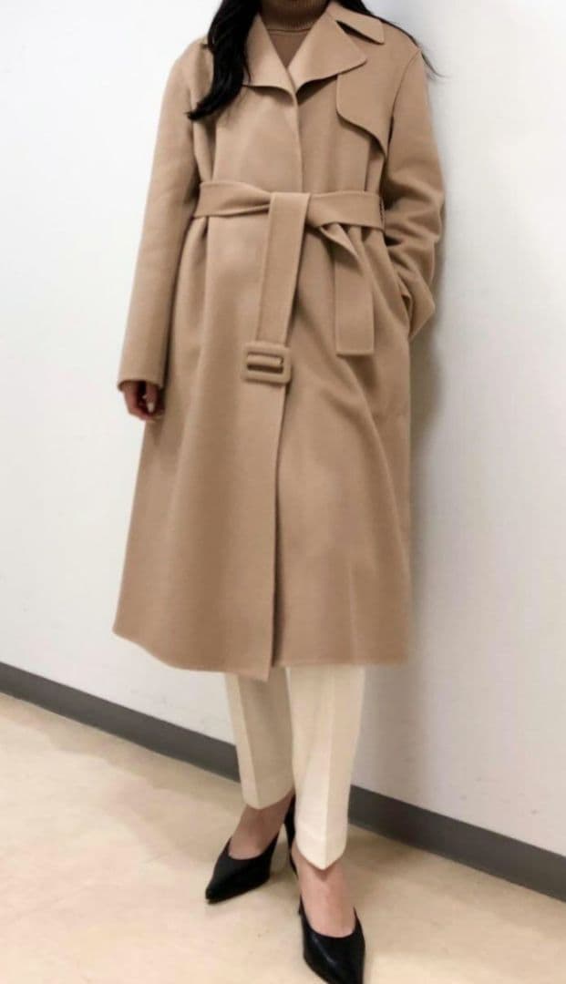 ✨極美品✨セオリー ノーカラー ダブルフェイス ロングコート カシミヤ ベルト