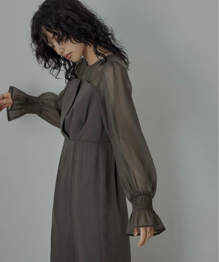 niana 二アナ　ビスチェ風　ボリュームスリーブシフォンドレス　結婚式　大きい