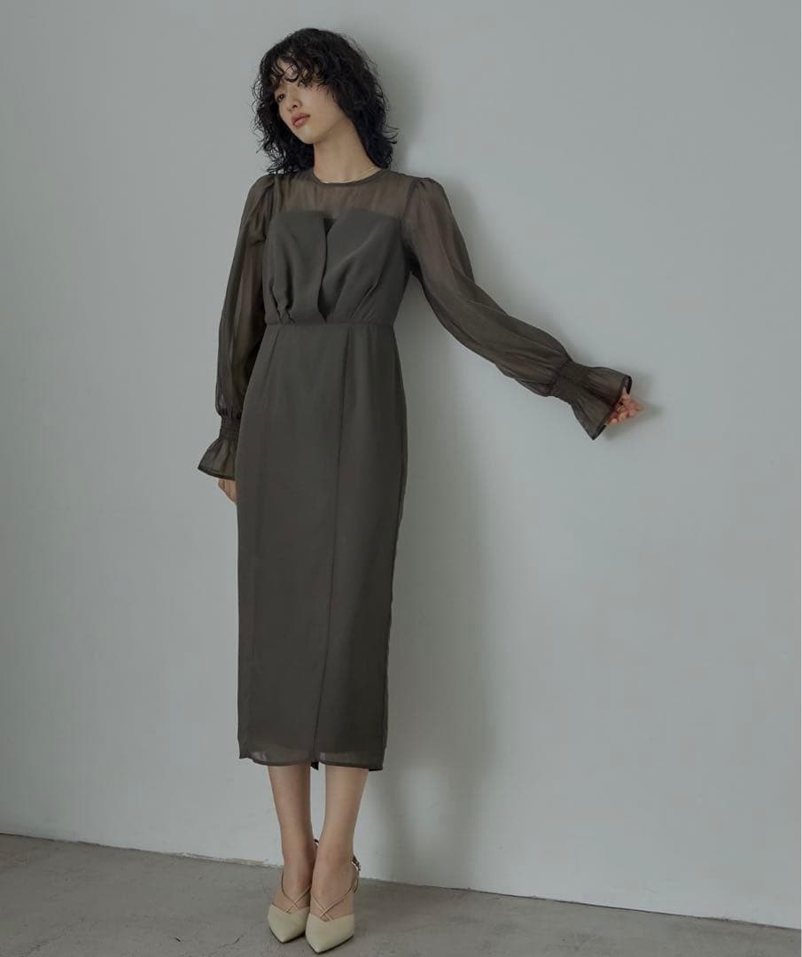 niana 二アナ　ビスチェ風　ボリュームスリーブシフォンドレス　結婚式　大きい